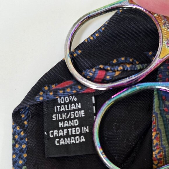 Avanzata Silk Tie Multicolor Paisley Boho Handcrafted Canada W 4 L 58.25 inches - Picture 10 of 16